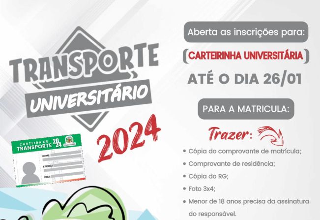 MATRICULA E RENOVAÇÃO DA MATRICULA PARA CARTEIRINHA UNIVERSITÁRIA.