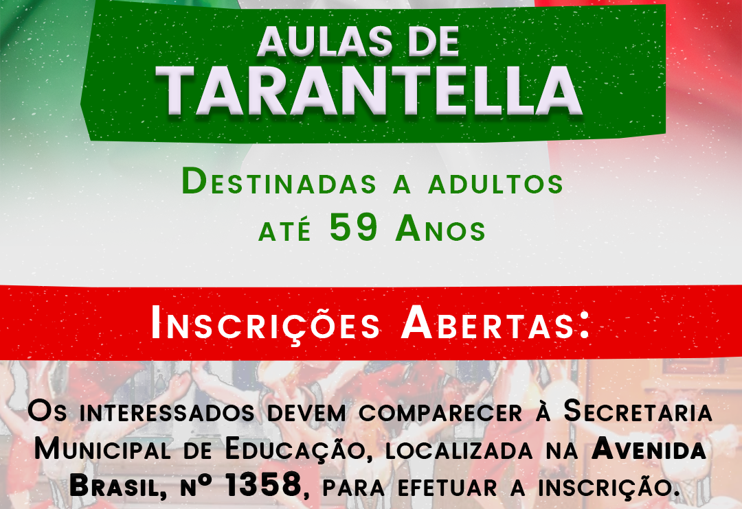 INSCRIÇÕES ABERTAS PARA AULAS DE TARANTELLA