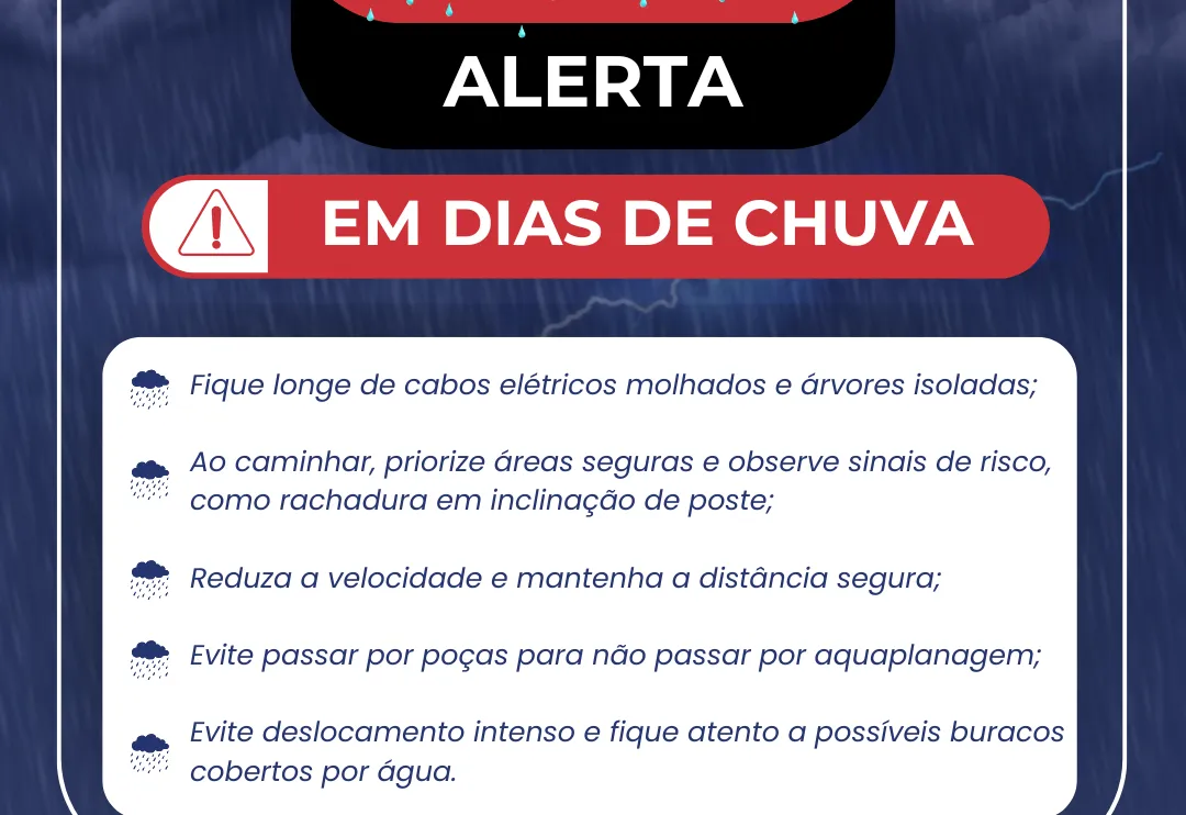 ALERTA PARA PERÍODOS DE CHUVA.